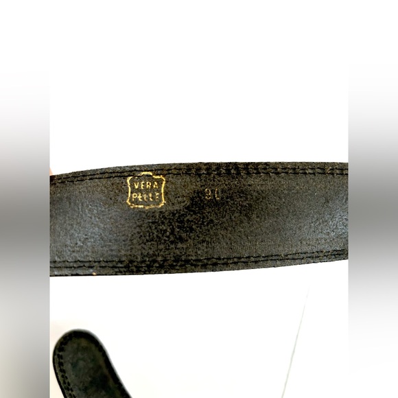 Vera Pelle Belt in Black with Silver/Gold Hardware Size Small - Picture 8 of 9